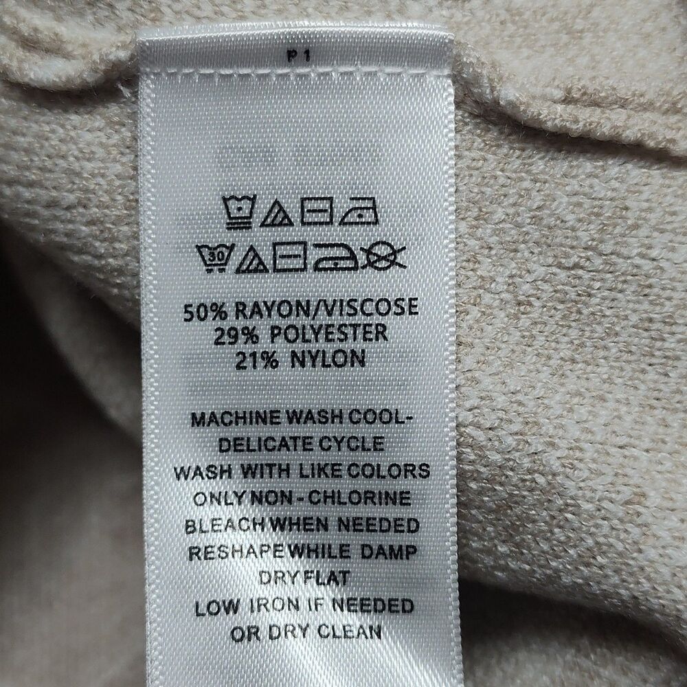 Rachel Zoe Sweater Women L Tan White Floral Retro Hippie Spring Casual Feminine - Picture 8 of 8